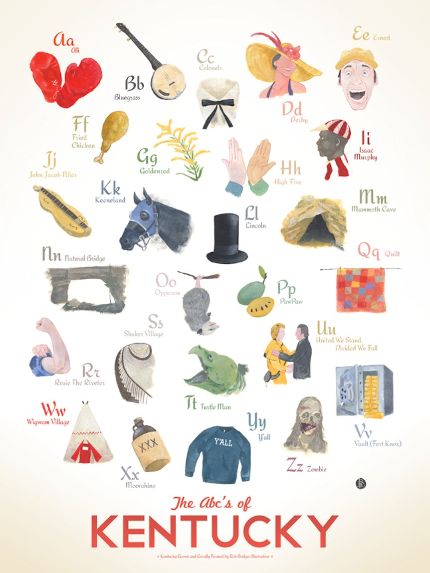 ABC's Of Kentucky Print By Robert Bridges