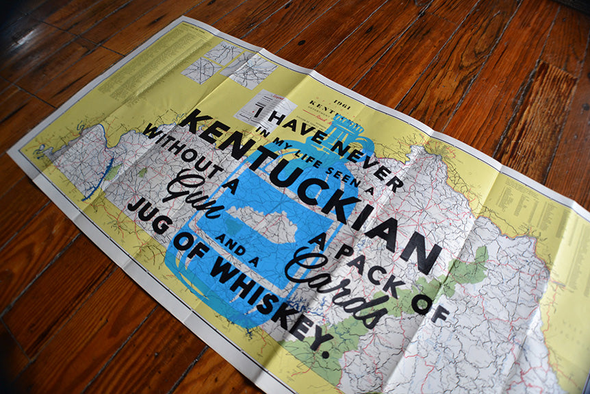 Silkscreened Vintage Kentucky Maps