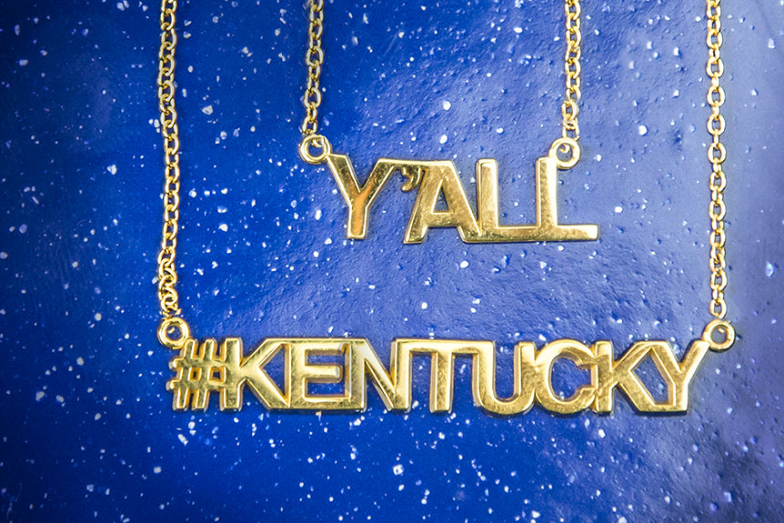 #KENTUCKY & Y'ALL Gold Necklaces by Meg C
