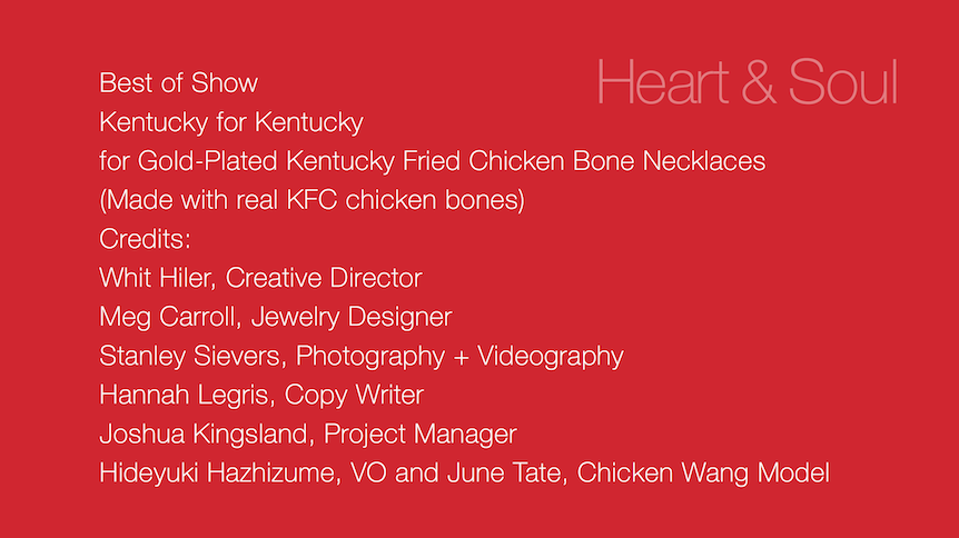 Kentucky Fried Chicken Bone Necklaces Wins Best Of Show At The AFF Lexington ADDY Awards!
