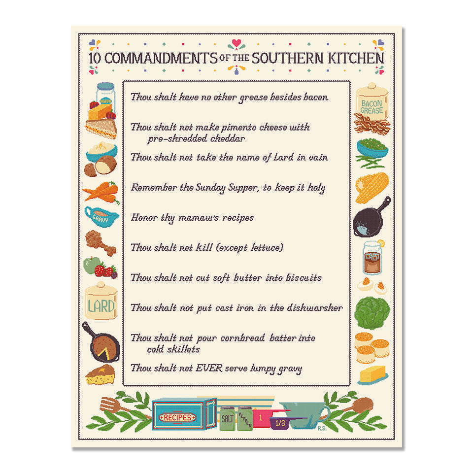 Ten Commandments of the Southern Kitchen Print