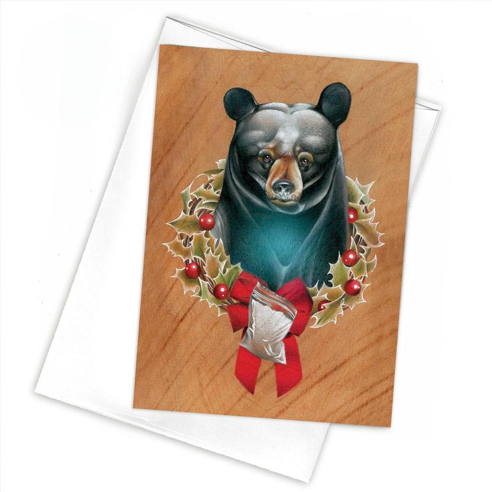 Cocaine Bear "White" Christmas Greeting Card