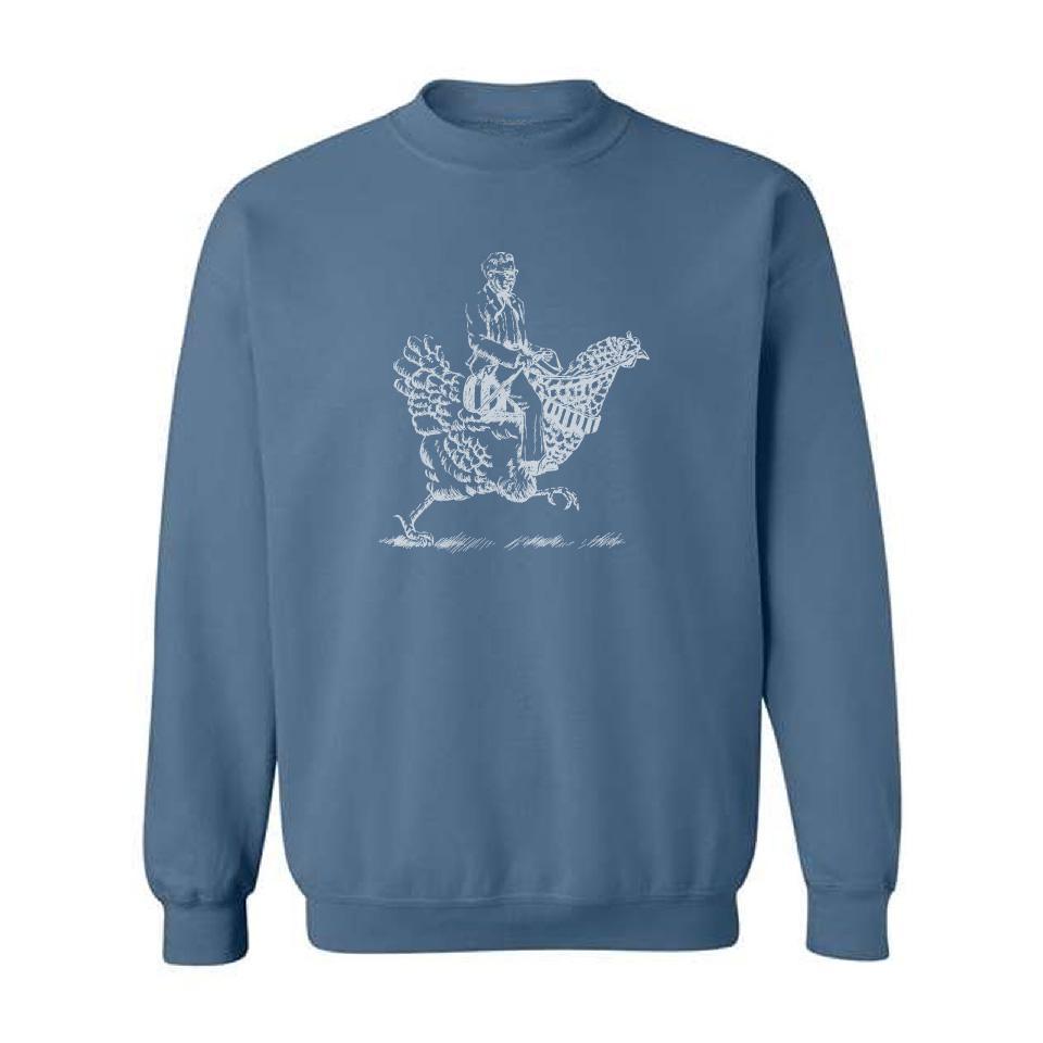 Colonel Sanders Riding A Chicken Sweatshirt (Denim Blue)