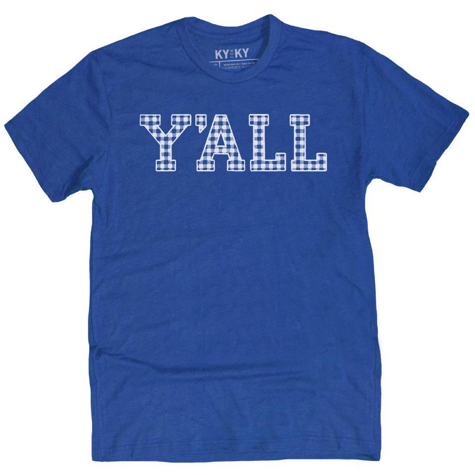 Plaid Y'ALL T-Shirt (Royal Blue)