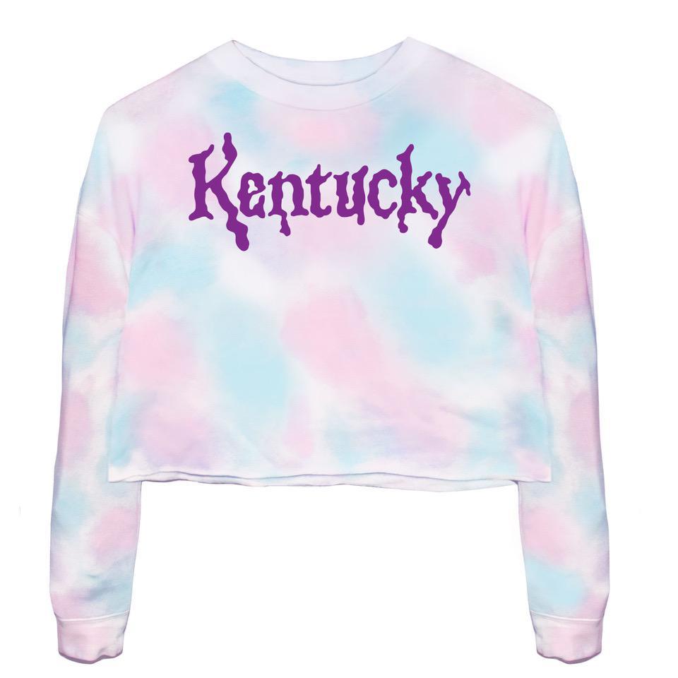 Slime Kentucky Crop Sweatshirt (Cotton Candy Tie-Dye)