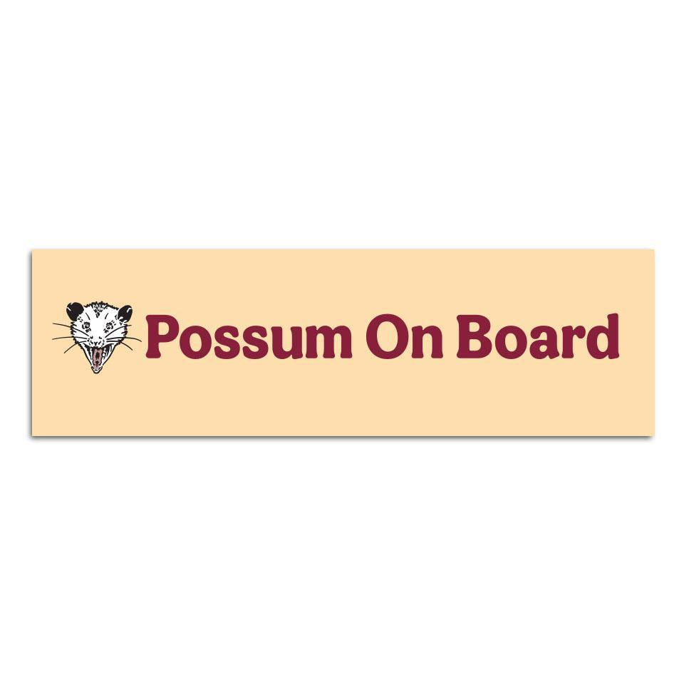 Opossum On Board Bumper Sticker