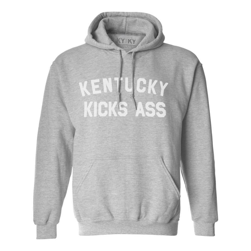 *Limited Release* Kentucky Kicks Ass Hoodie (Grey/White)