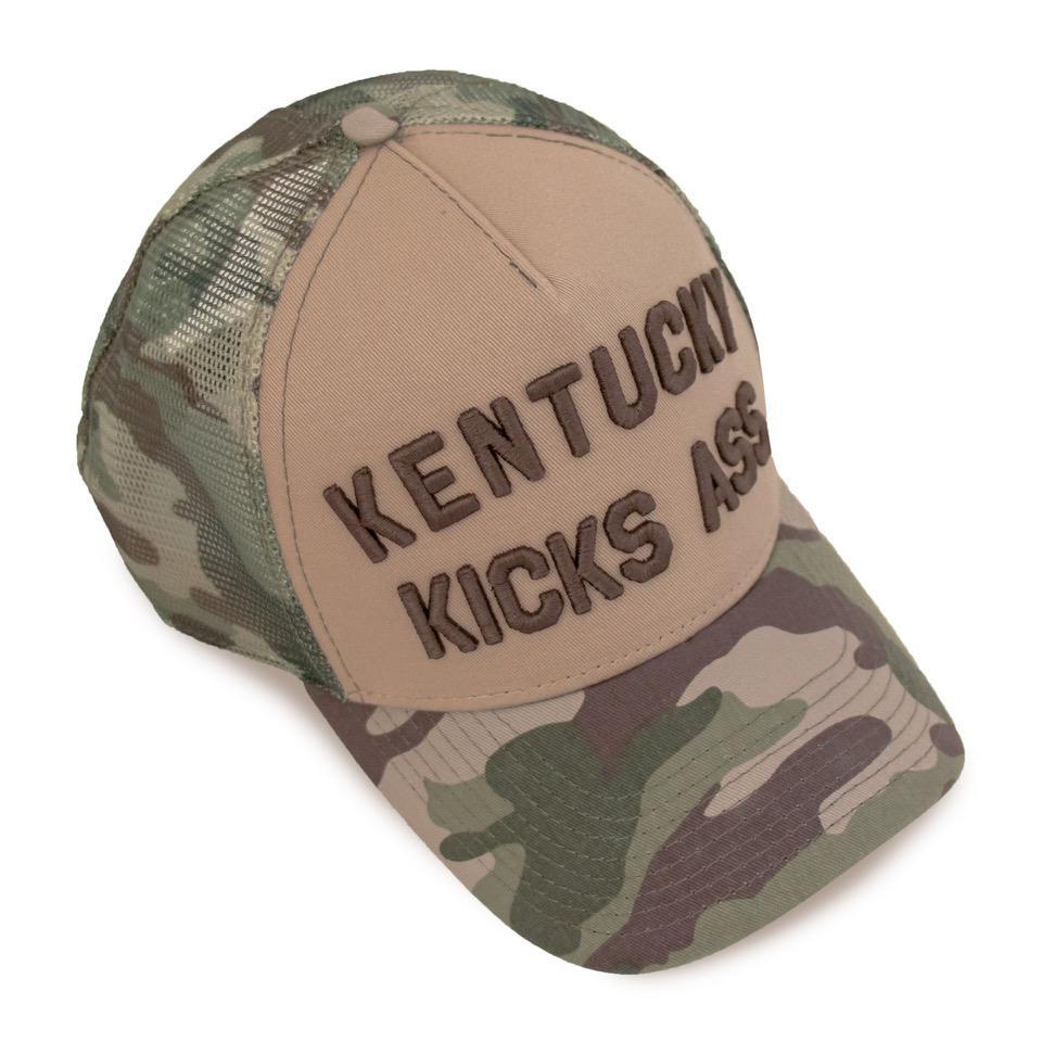 Kentucky Kicks Ass Trucker Hat (Camo)