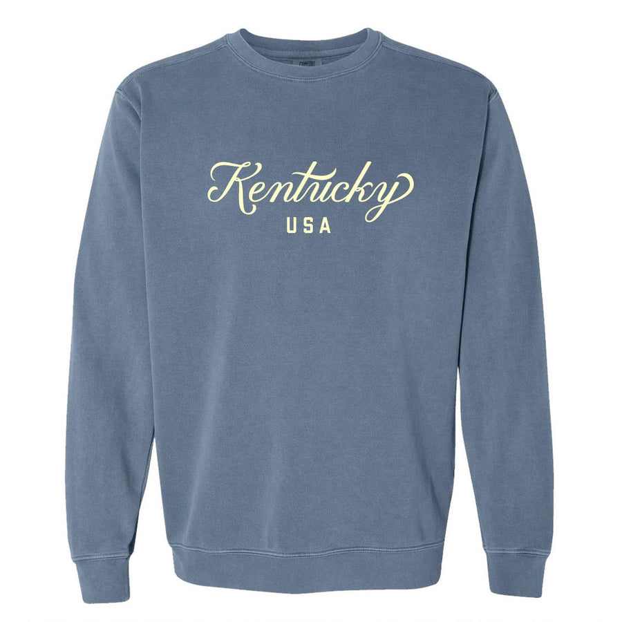 KY Classic Script USA Crewneck Sweatshirt (Blue)