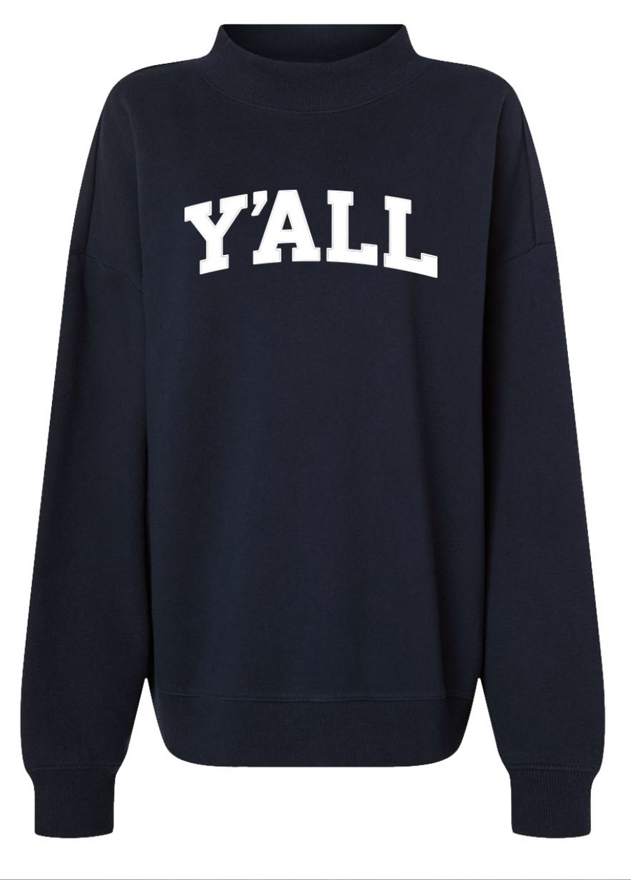Y'ALL Mock Sweatshirt Pullover (Navy) PRESALE