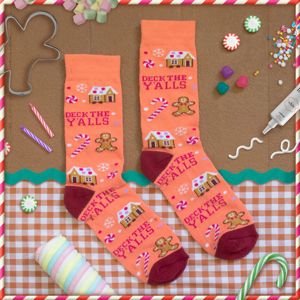 Deck the Y'alls Gingerbread Socks