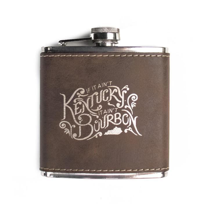 If It Ain't Kentucky, It Ain't Bourbon Leather Flask-Glass-KY for KY Store