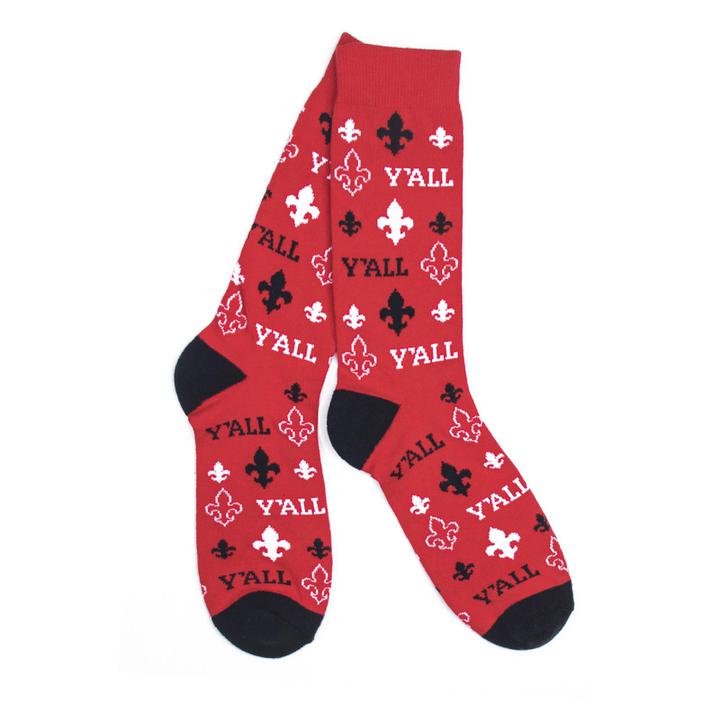 Fleur-De-Lis Socks (Red and Black)-Socks-KY for KY Store