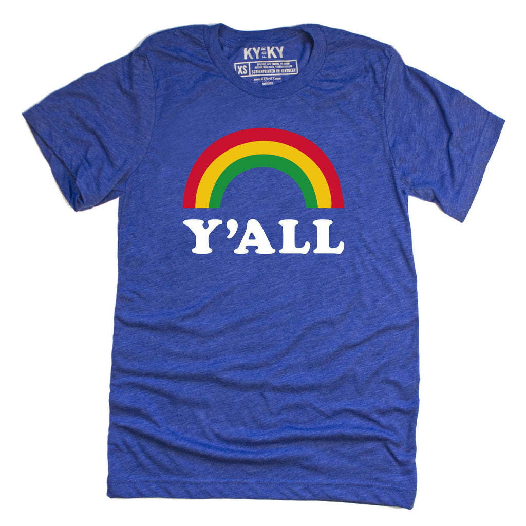 Y'all Rainbow T-Shirt (Blue)-T-Shirt-KY for KY Store