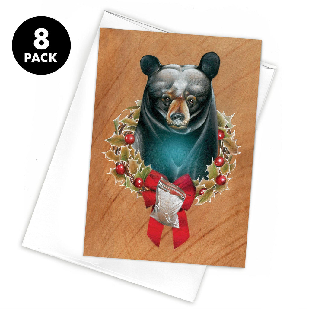 Cocaine Bear "White" Christmas Greeting Card (Pack of 8)-KY for KY Store